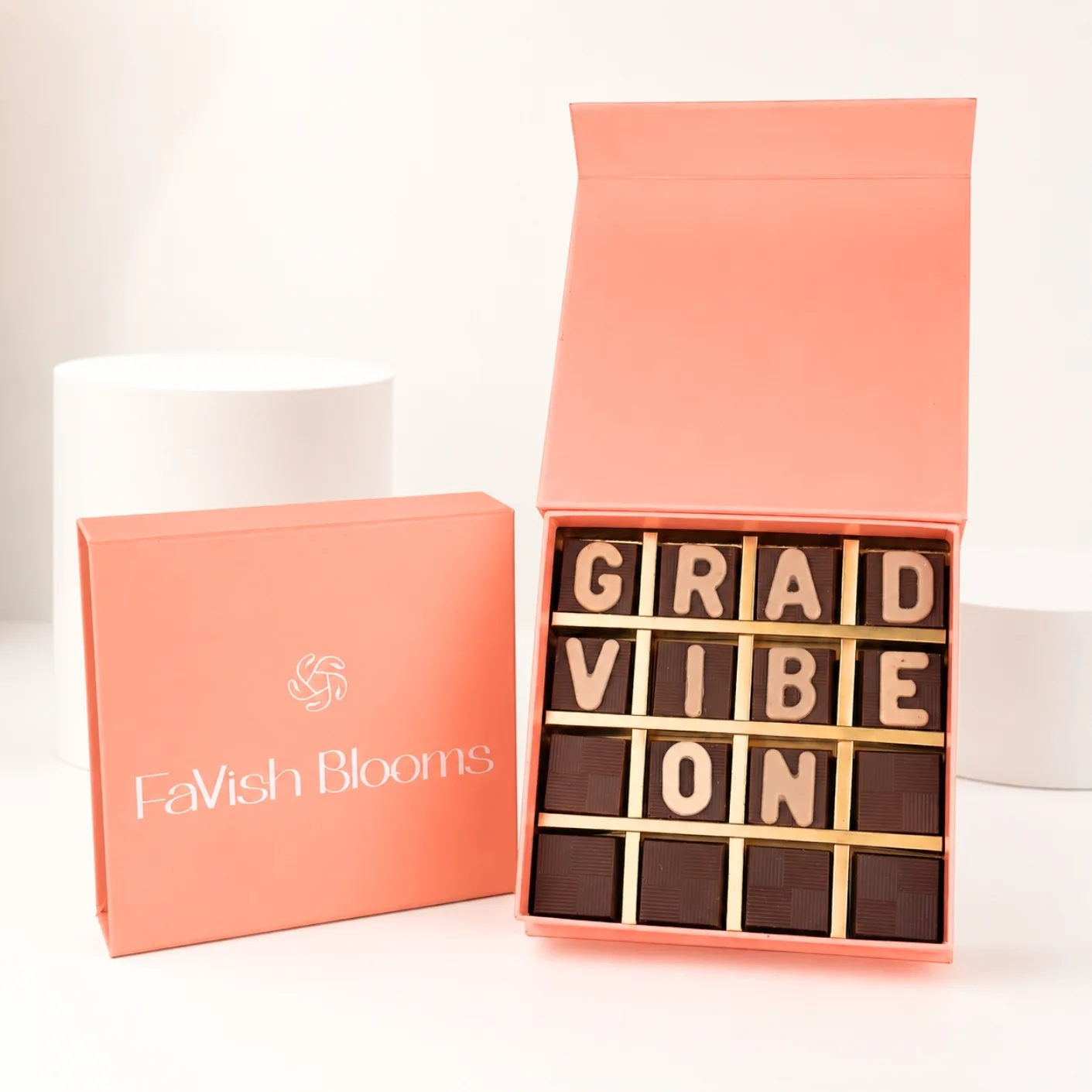 Luxury “Grad Vibe On” chocolate gift box by FaVish Blooms