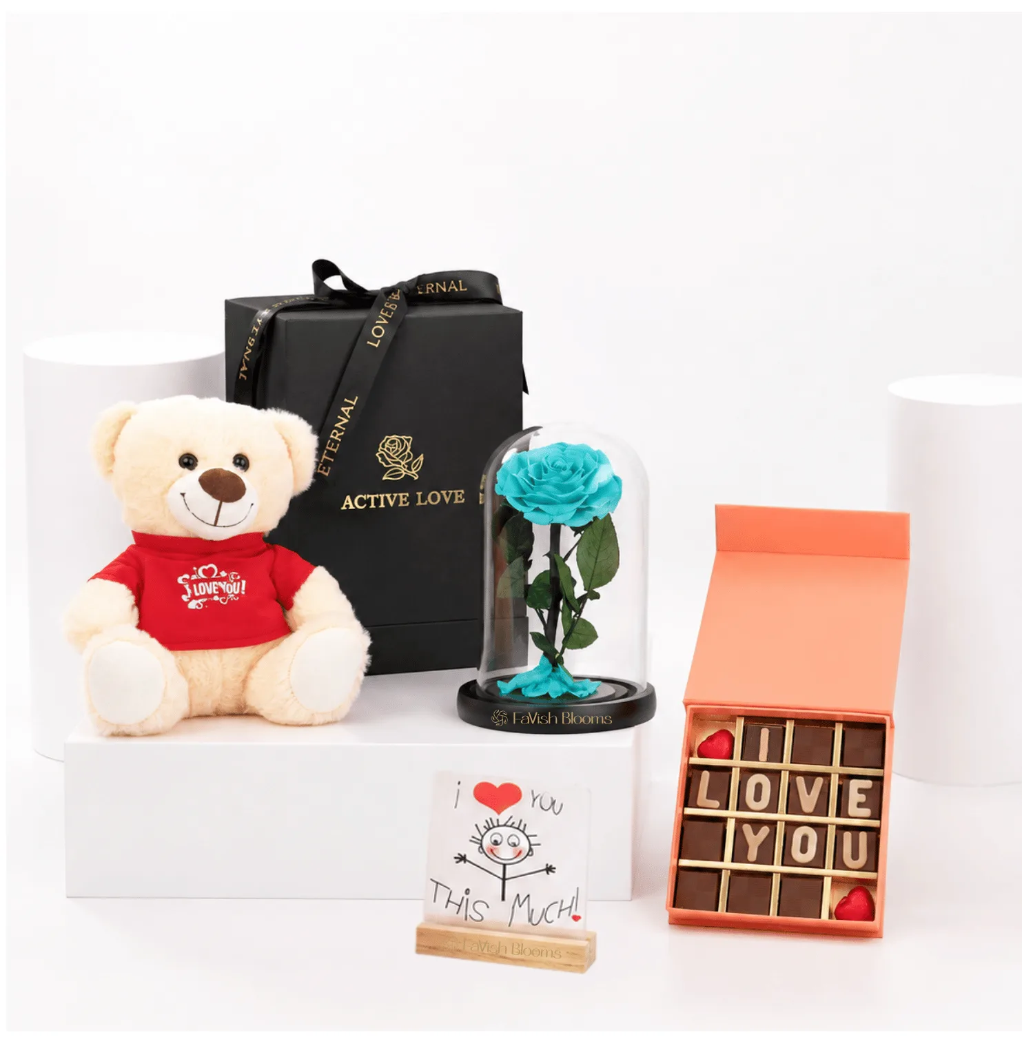 Turquoise Infinity Rose Love Gift Hamper