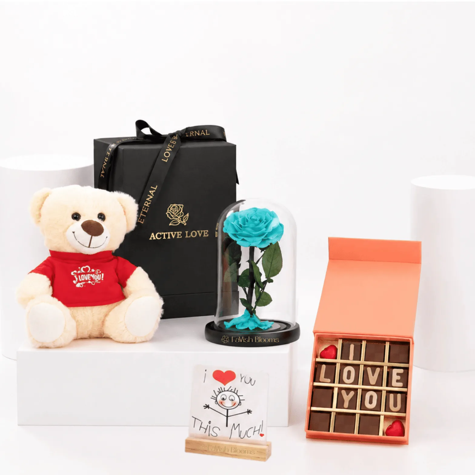 Turquoise Infinity Rose Love Gift Hamper