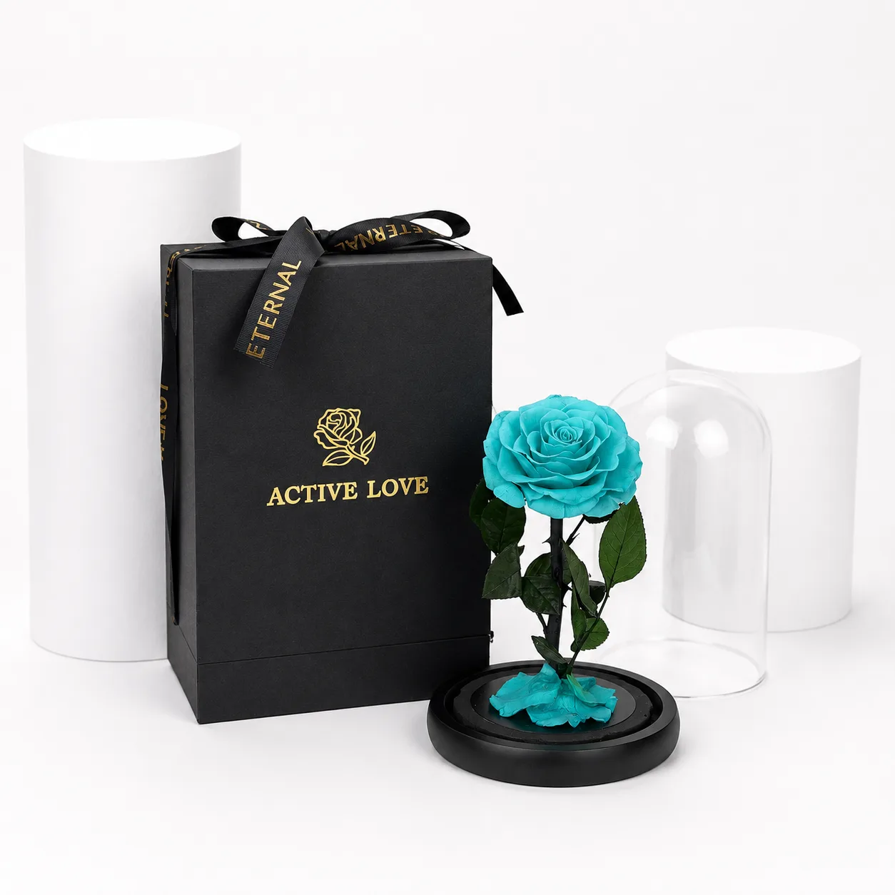 Turquoise Infinity Rose in Designer Dome