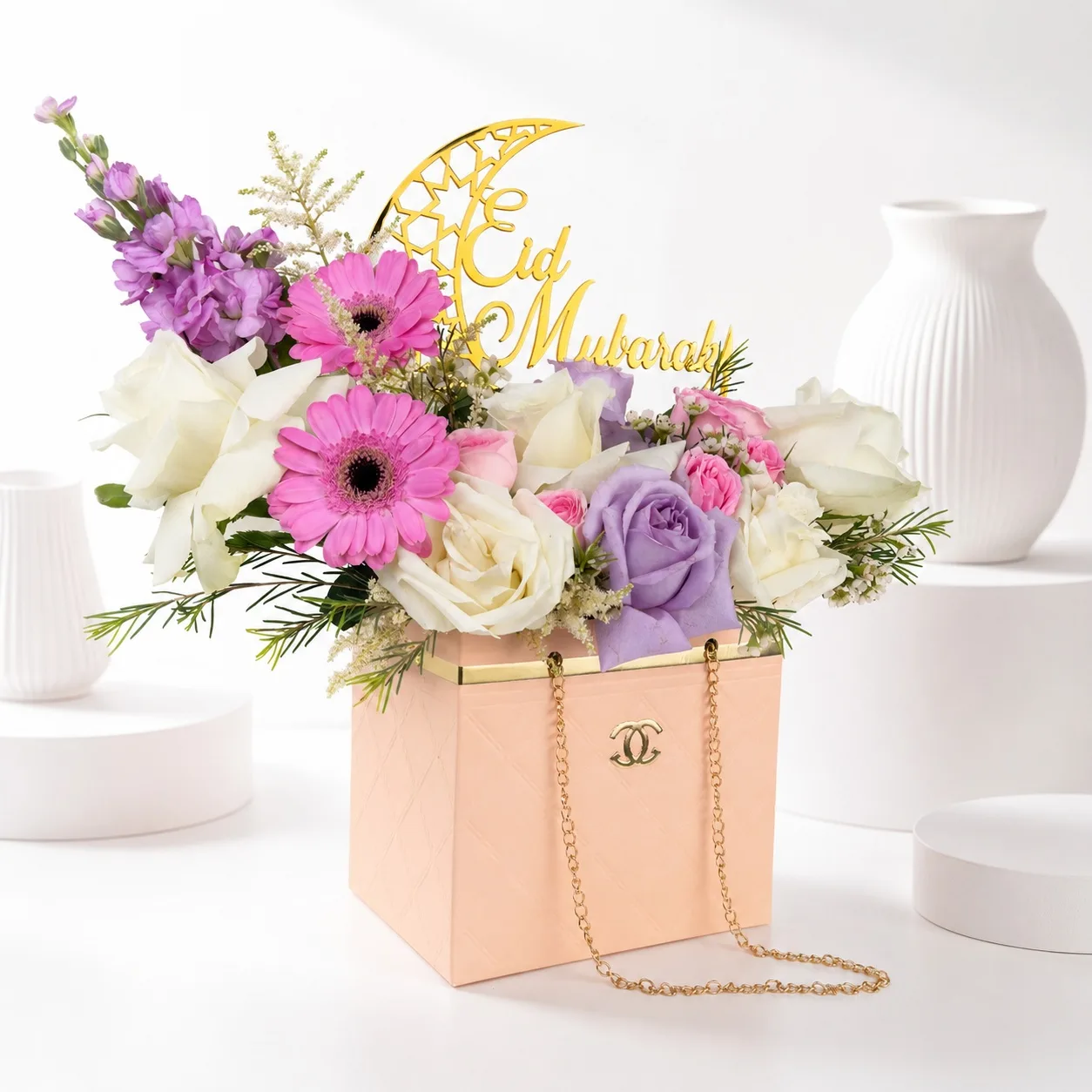 Pastel Eid Mubarak Floral Art Arrangement