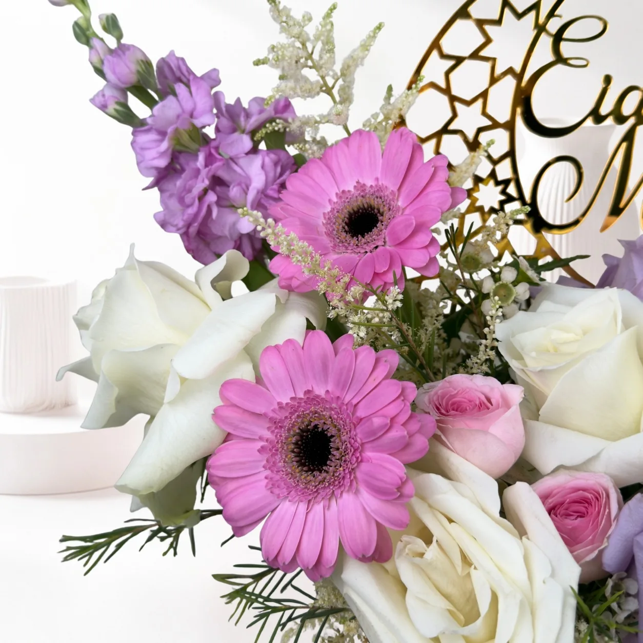 Pastel Eid Mubarak Floral Art Arrangement