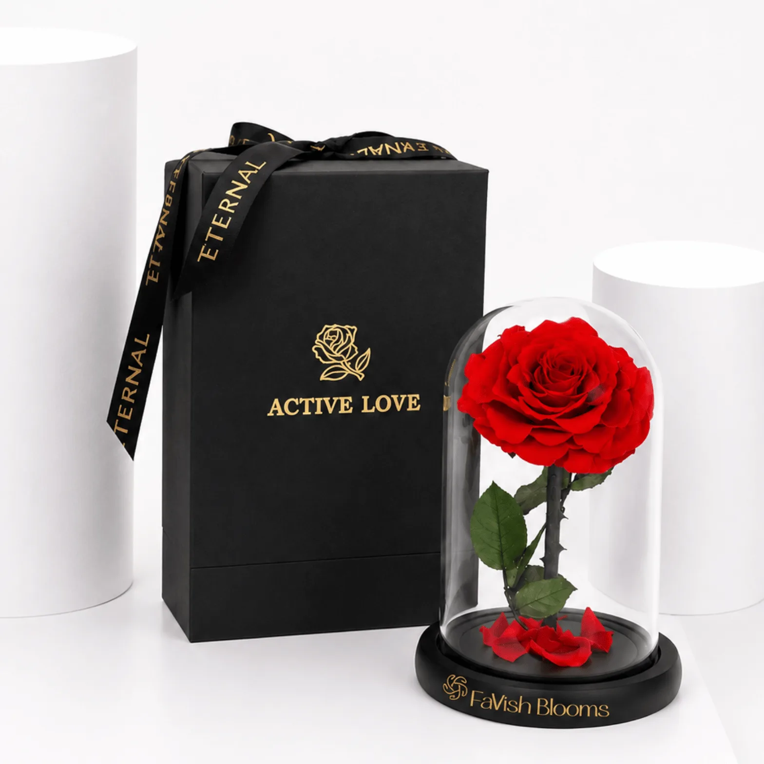 Luxury Red Preserved Rose Designer Dome