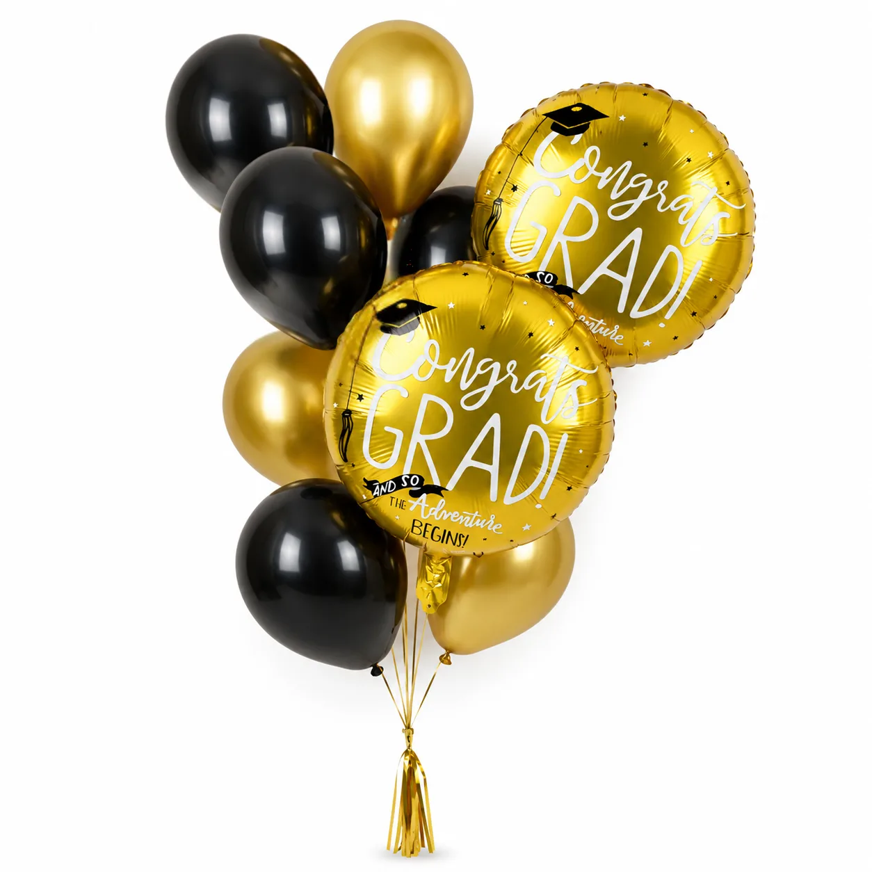 Graduation Gold & Black Balloon Set