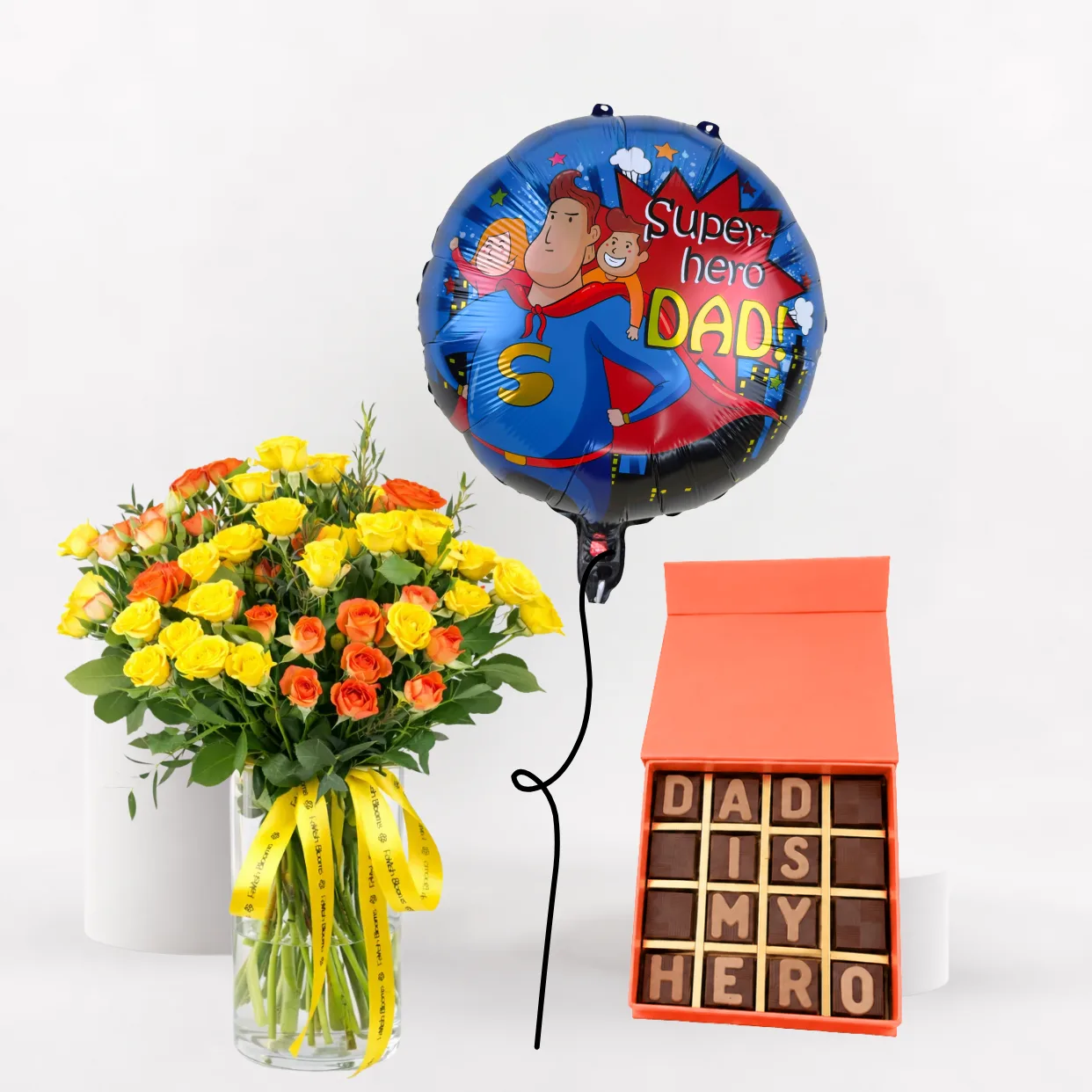 Dad Is My Hero Floral Chocolate & Balloon Gift Set