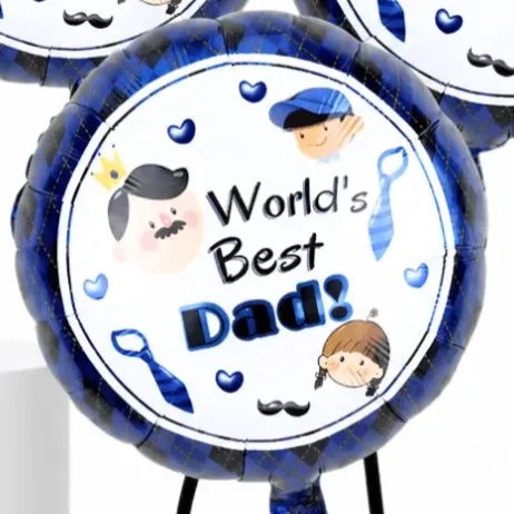 Father’s Day helium balloon trio featuring World’s Best Dad message and star balloons