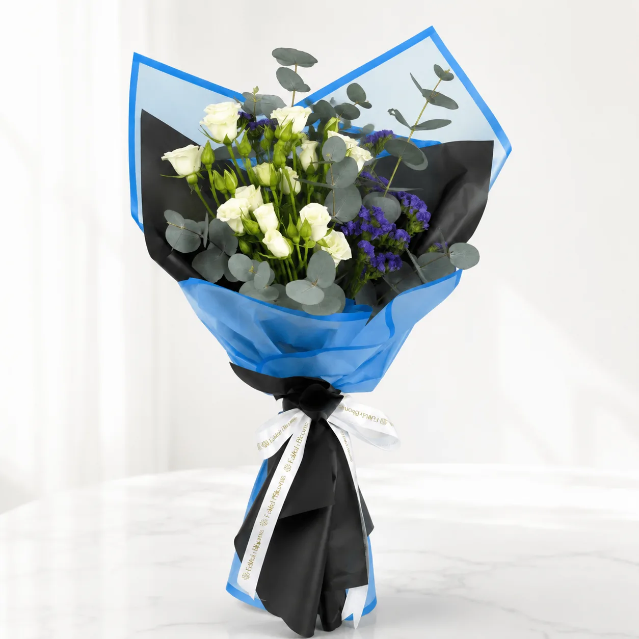 Luxury blue and white flower bouquet for gifting