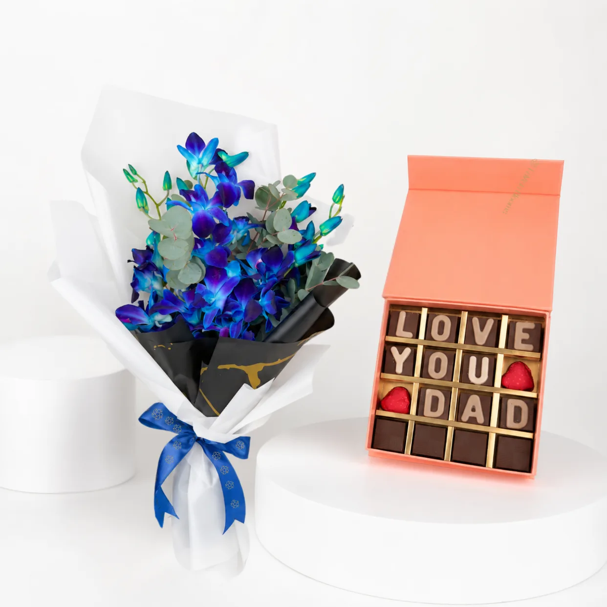 Love You Dad Blue Orchid & Chocolate Gift Set