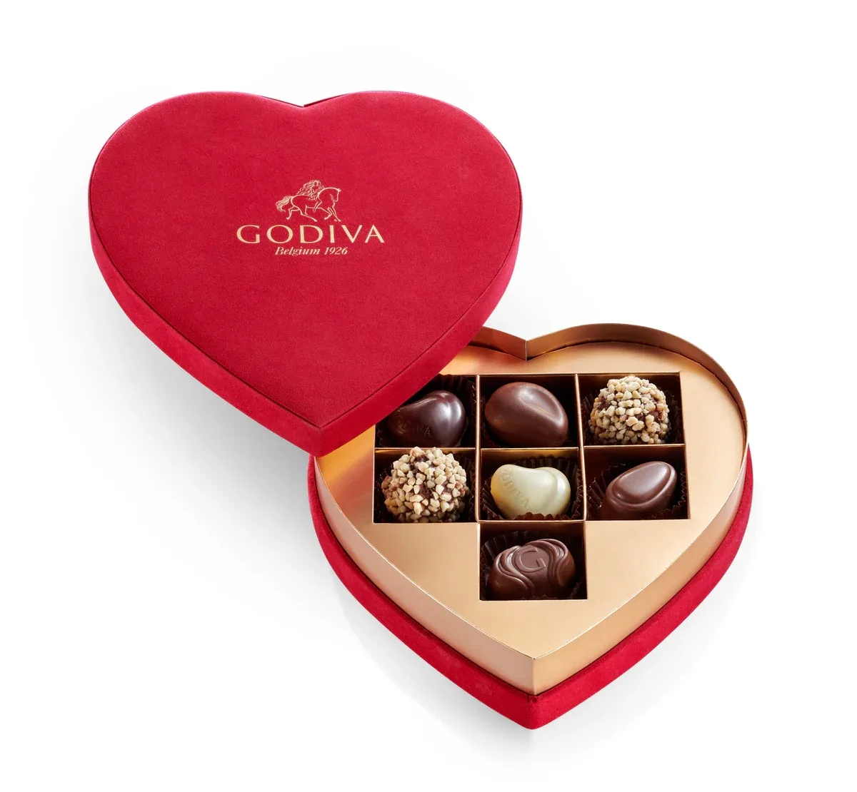 Godiva Velvet Coeur red gift box with 12 premium chocolates