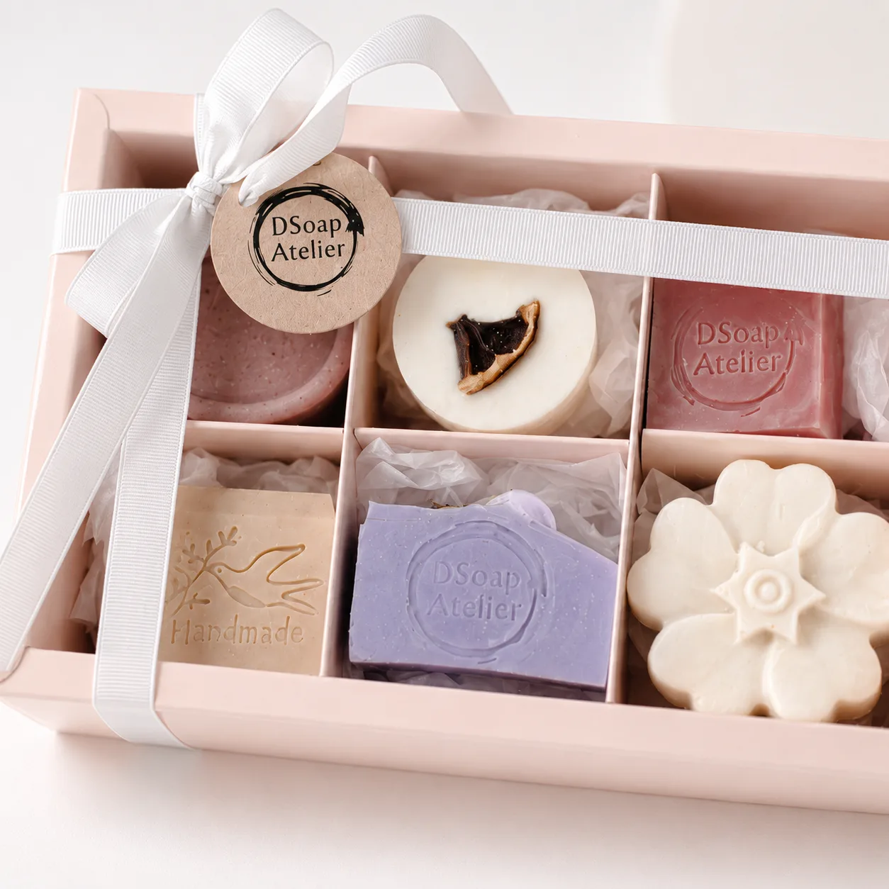 Pink natural handmade soap gift box for luxury self-care gifting