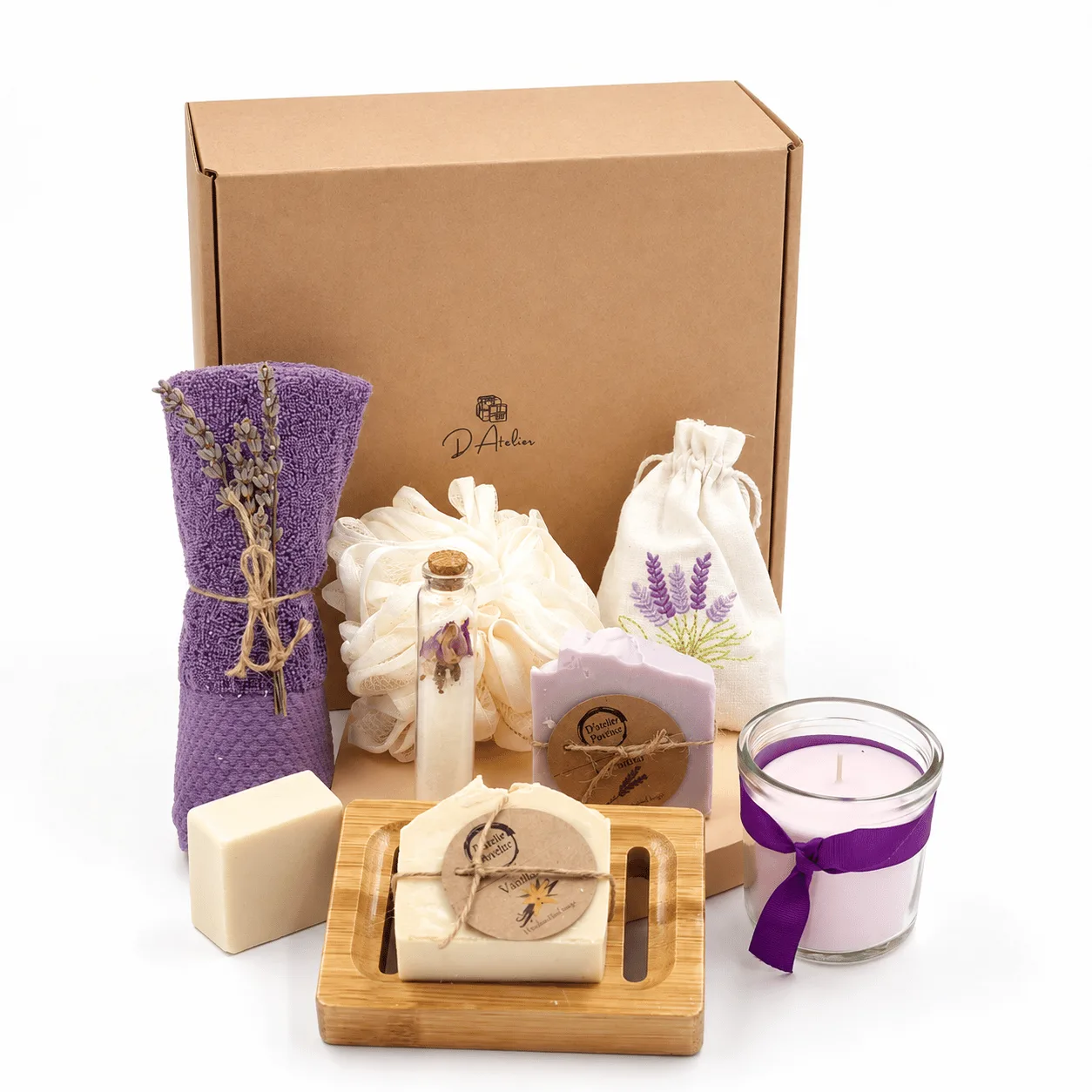 Premium self-care gift set with lavender spa essentials for soothing relaxation
