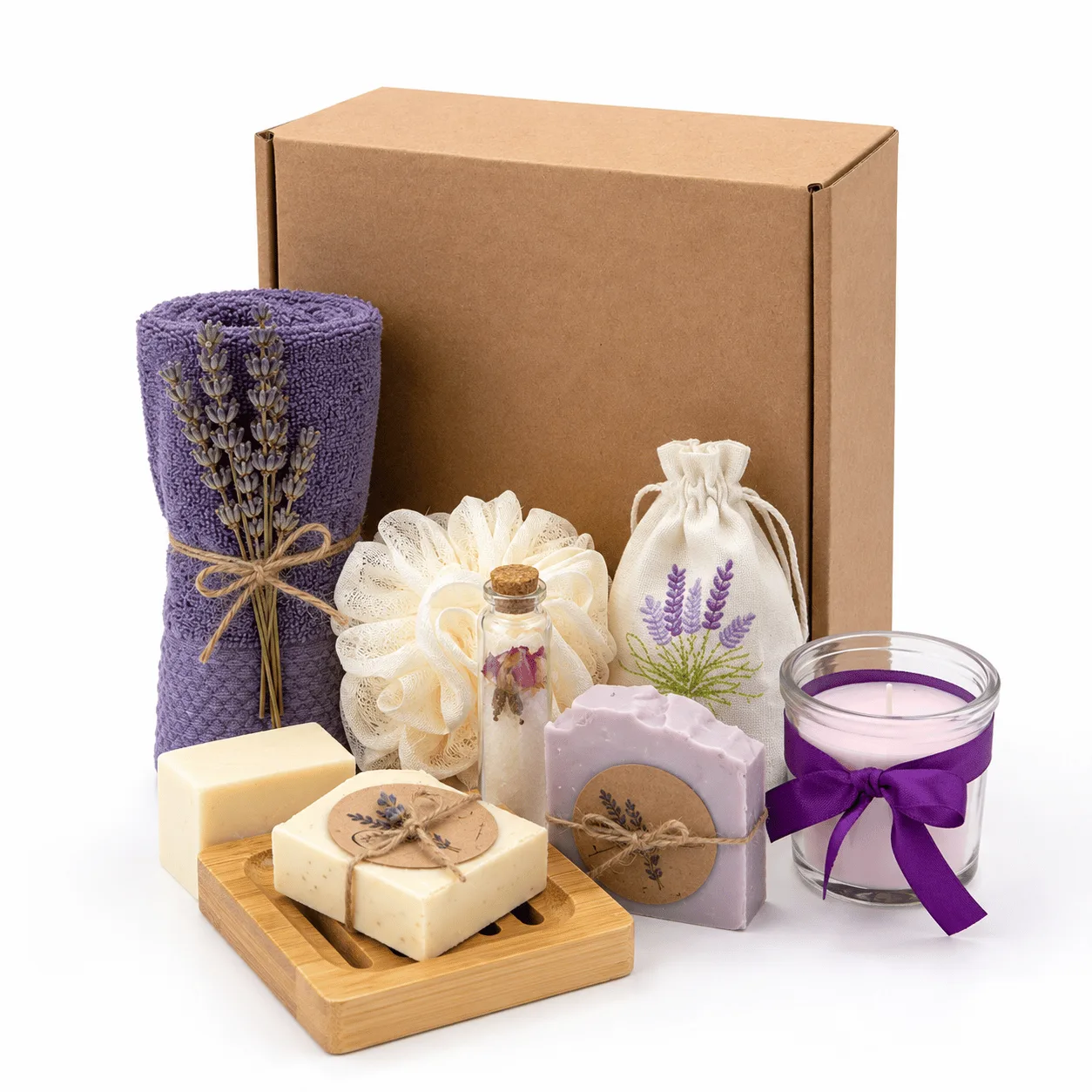 Elegant lavender spa gift set for relaxation, self-care, and pampering