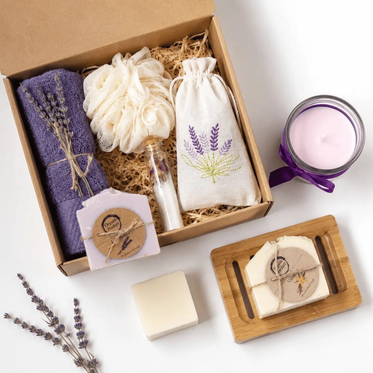 Calming Lavender Spa Kit self-care gift set with relaxing wellness essentials