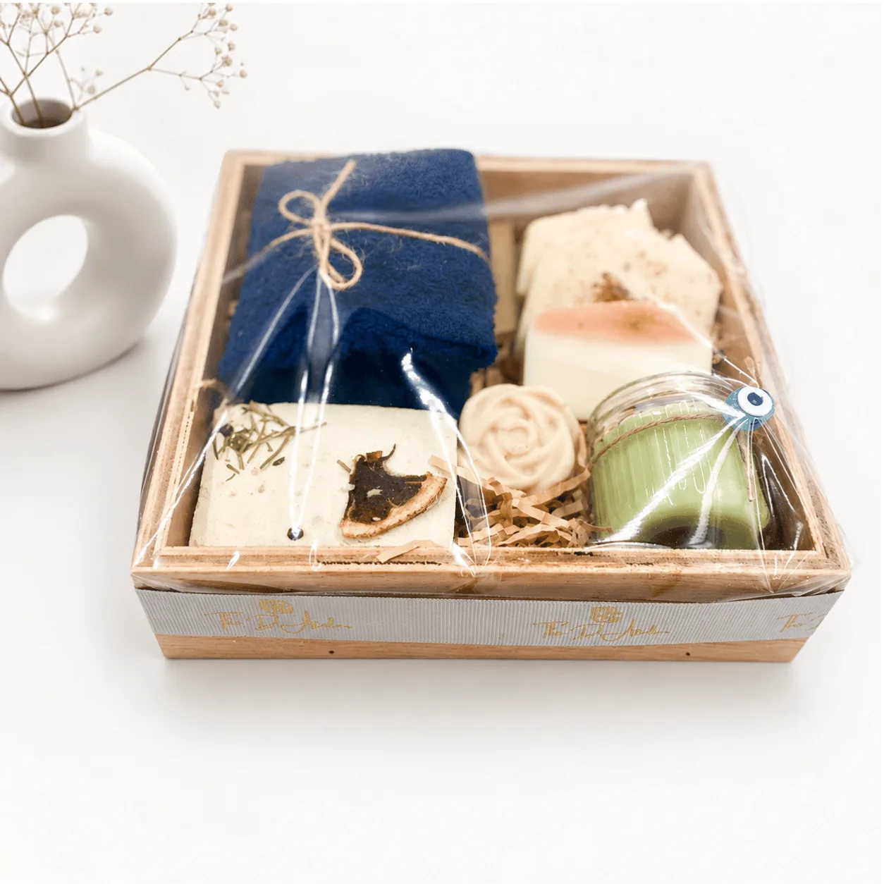 Natural Wellness Wooden Hamper — Handmade Soap Spa Gift Set