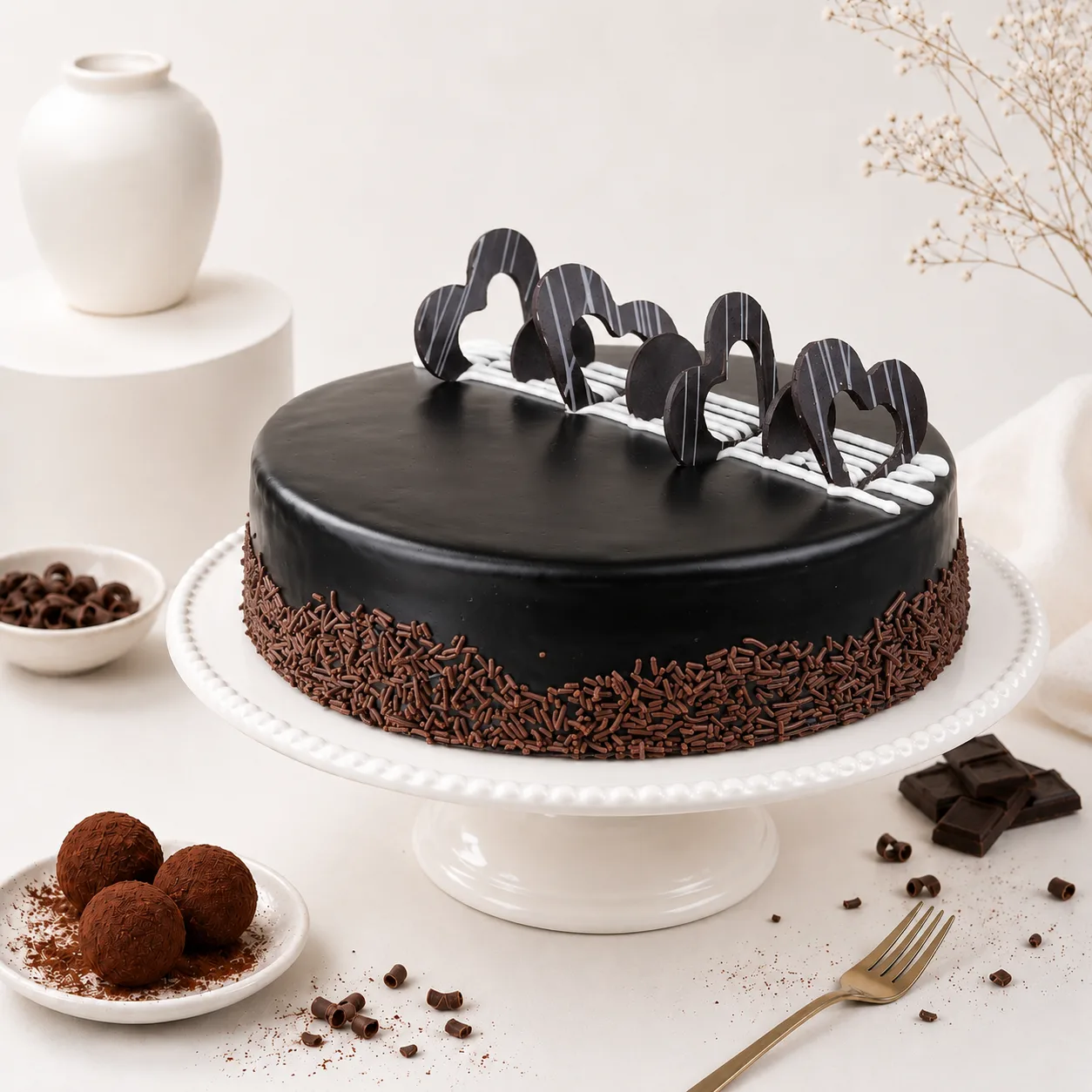 Premium Chocolate Truffle Birthday Cake 8 portion with rich chocolate layers