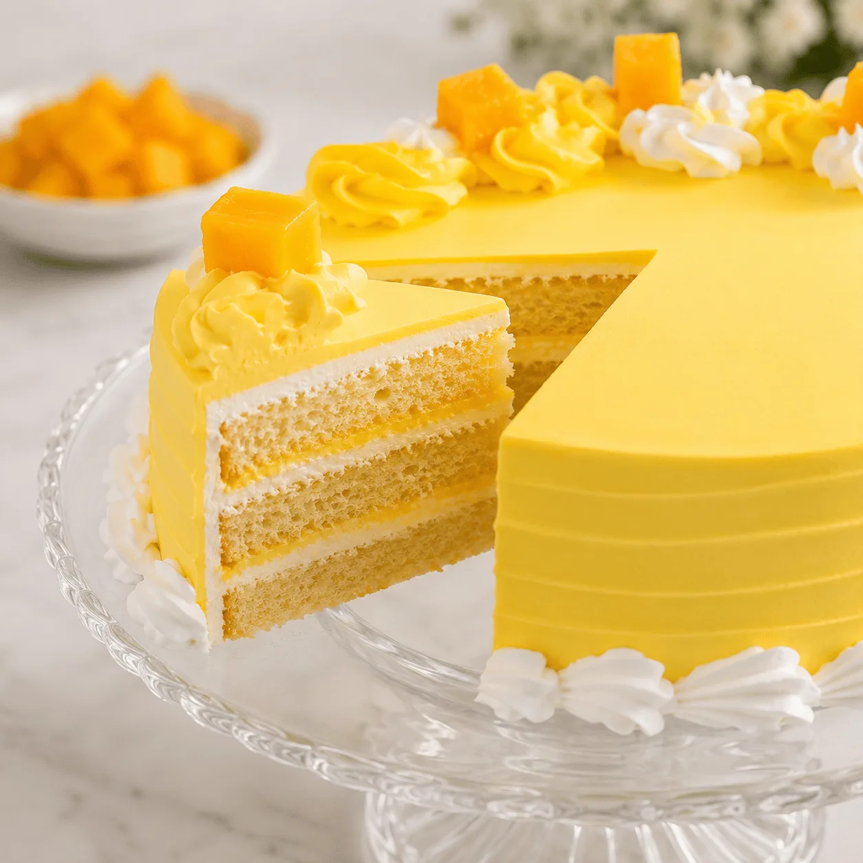 Premium Mango Vanilla Cake by FaVish Blooms Dubai for sweet gifting