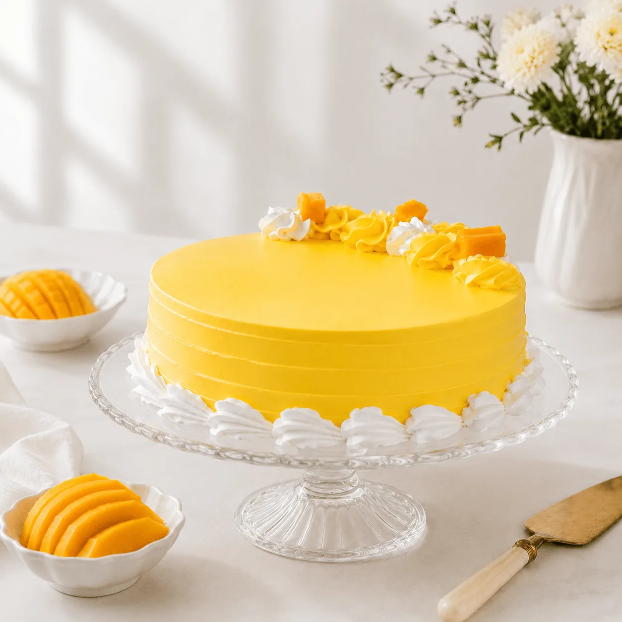 Fresh mango vanilla cake for birthdays, anniversaries, and celebrations