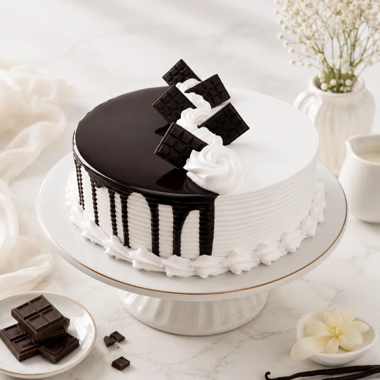 Elegant chocolate vanilla cake for sweet gifting and special occasions