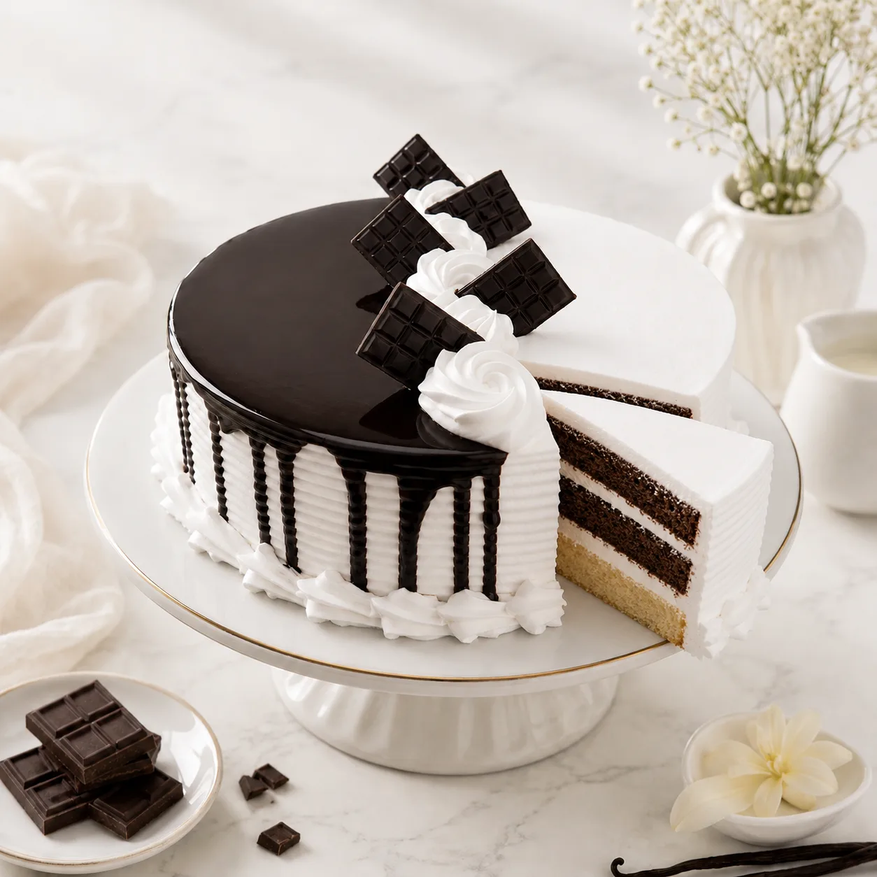 Fresh Soft Choco Vanilla Sweet Treat Cake by FaVish Blooms Dubai