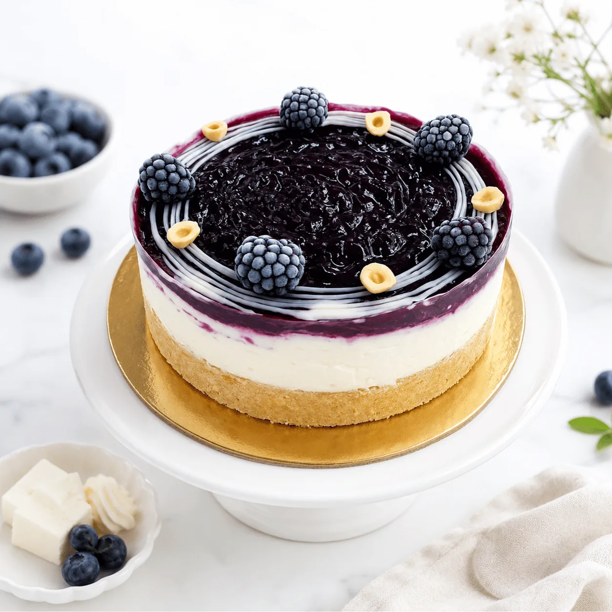 Blueberry Dream Cheesecake with creamy filling and fresh blueberry topping