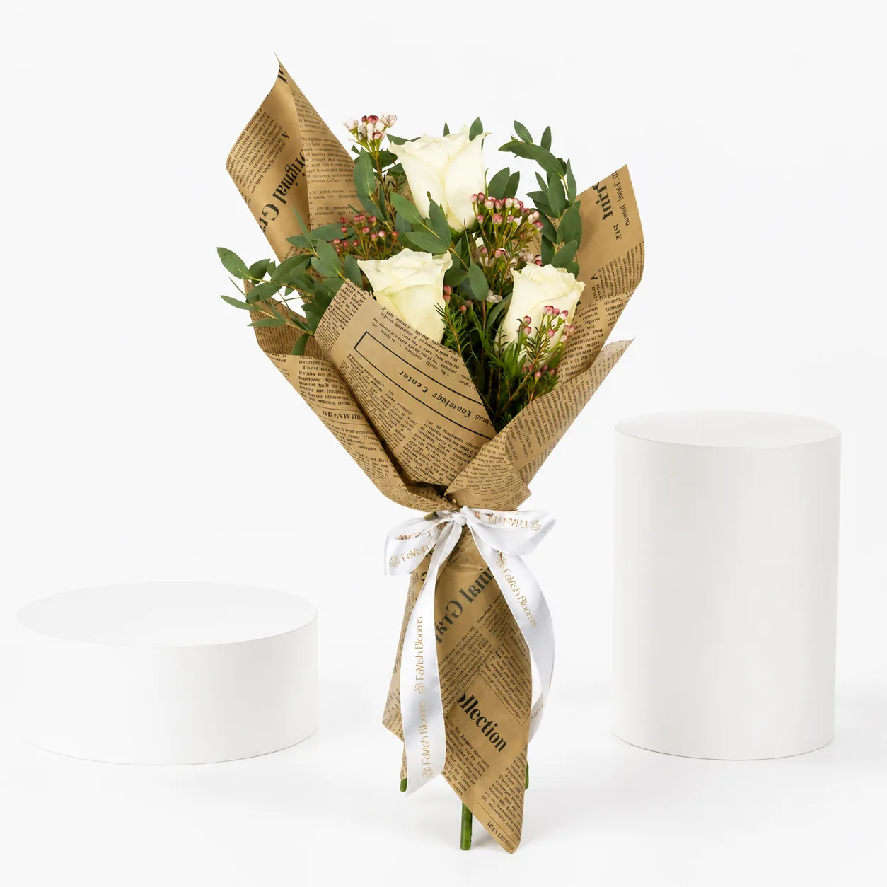 Elegant cake and white roses combo gift for birthdays and anniversaries