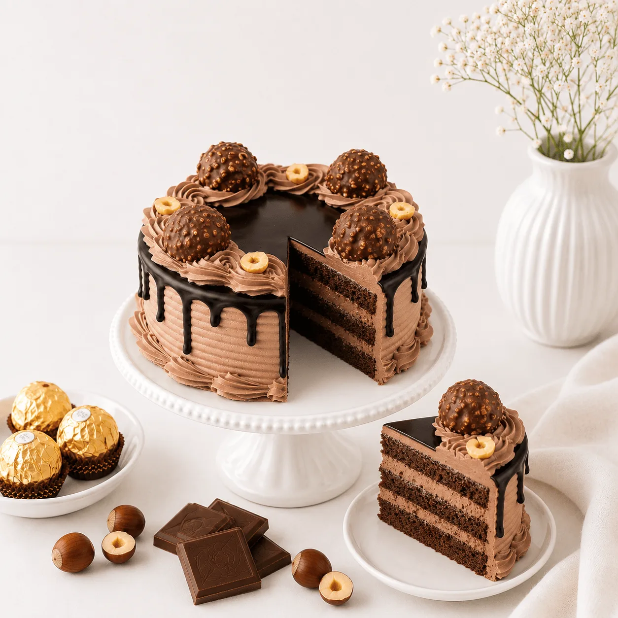 Elegant chocolate hazelnut celebration cake for gifting and special occasions