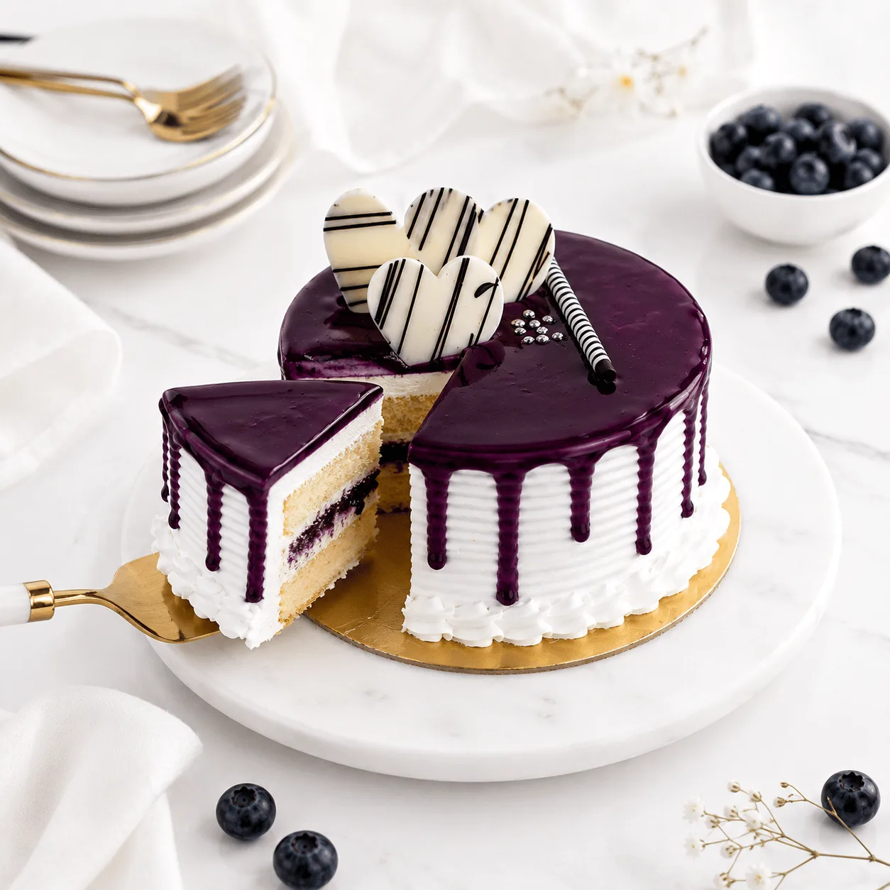 Elegant mini blueberry vanilla celebration cake for special occasions and desserts