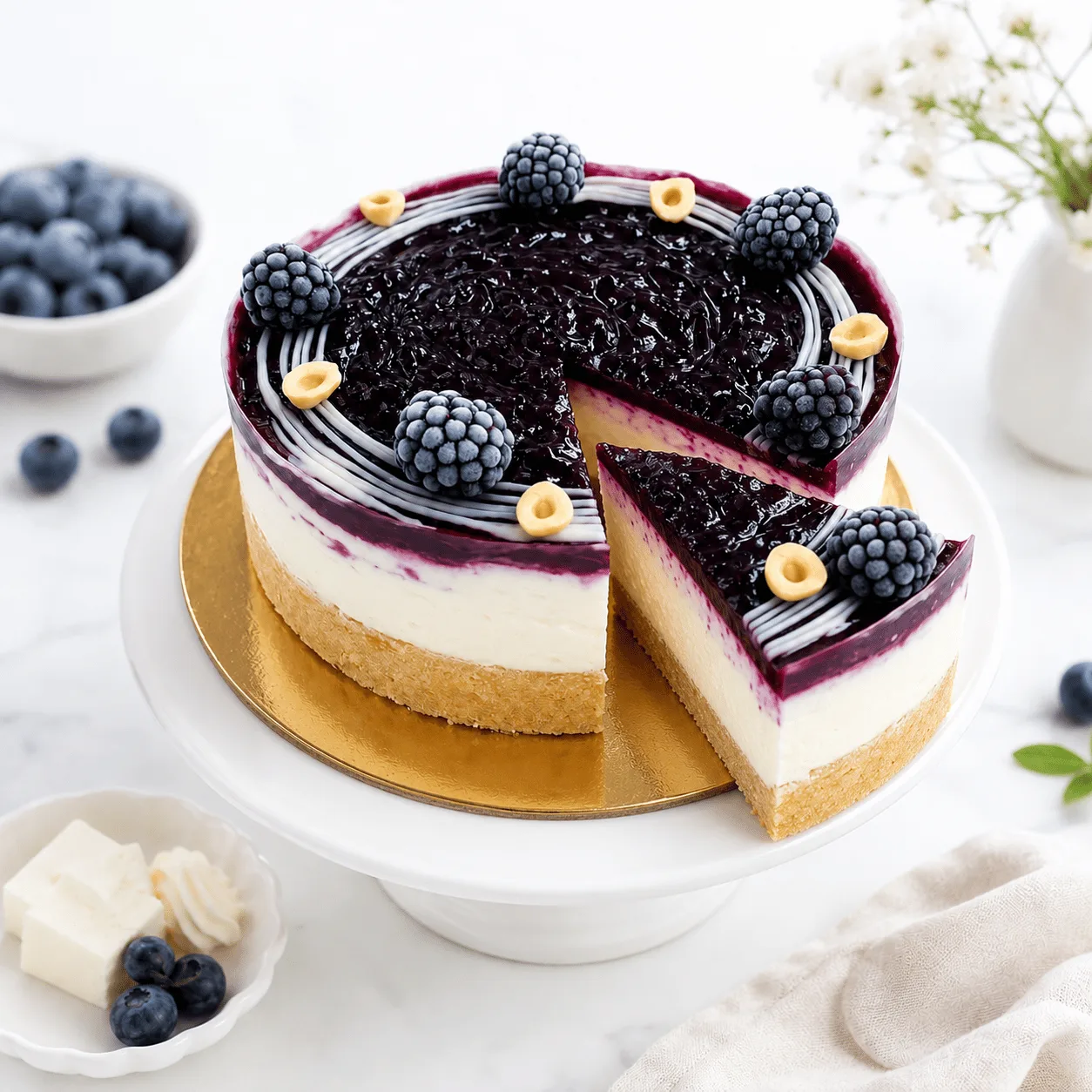 Fresh 4 portion blueberry cheesecake for birthdays and small celebrations
