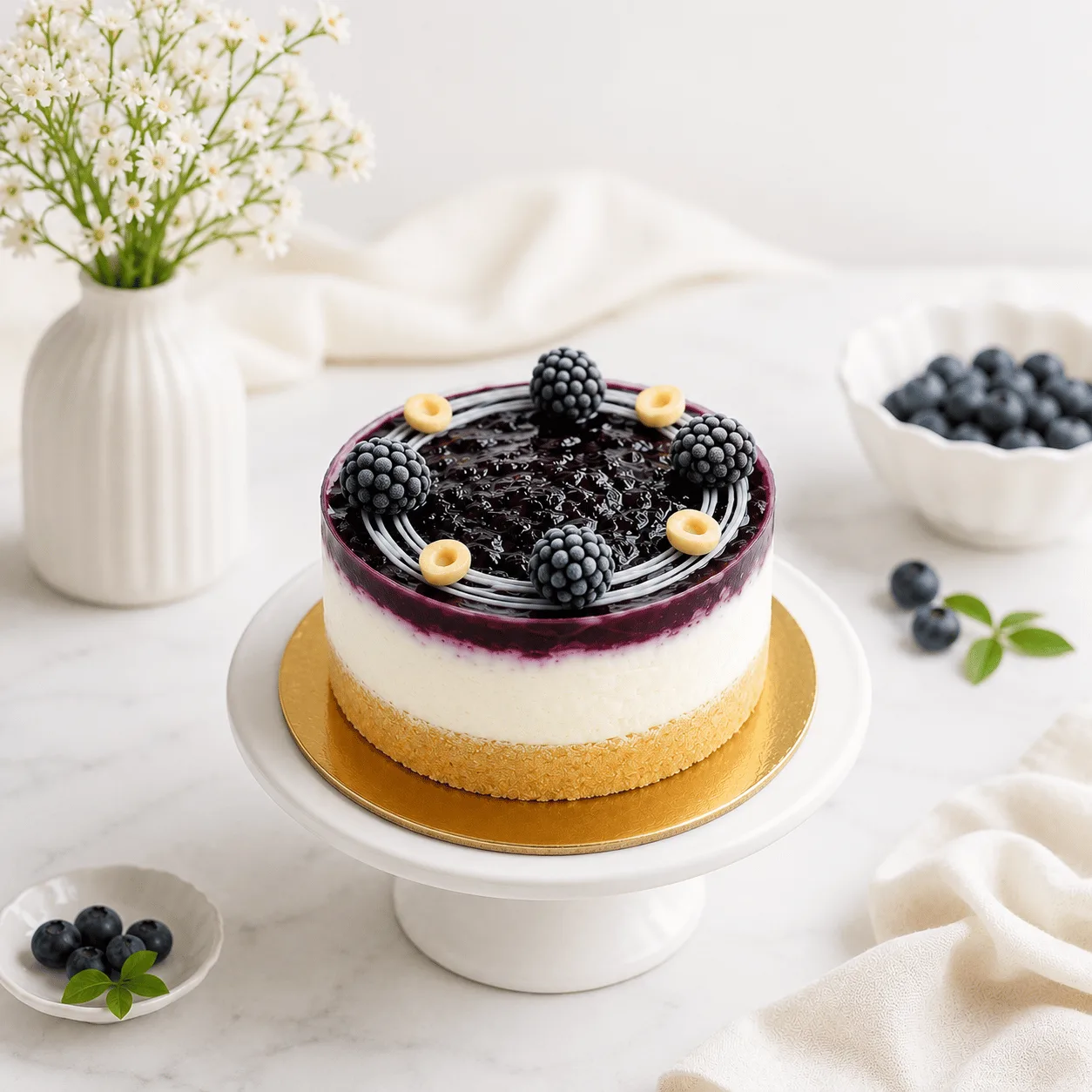 Blueberry Dream Cheesecake 4 Portion with creamy cheesecake and blueberry topping