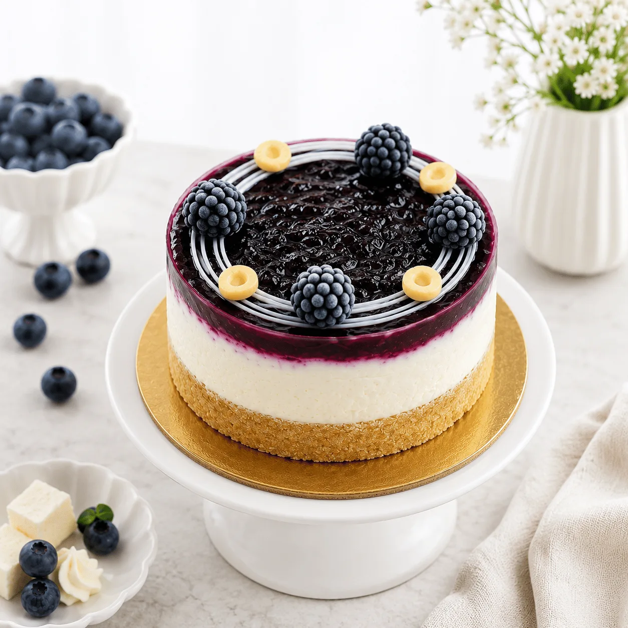 Blueberry Cheesecake dessert with smooth cream cheese filling and fruity blueberry topping