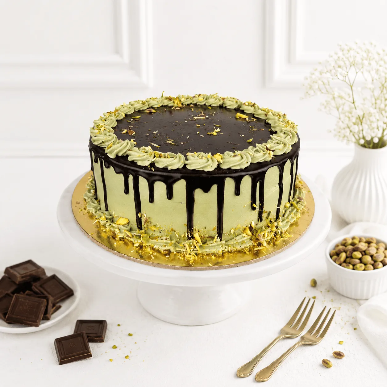 Elegant orchid and cake combo gift for birthdays, anniversaries, and celebrations