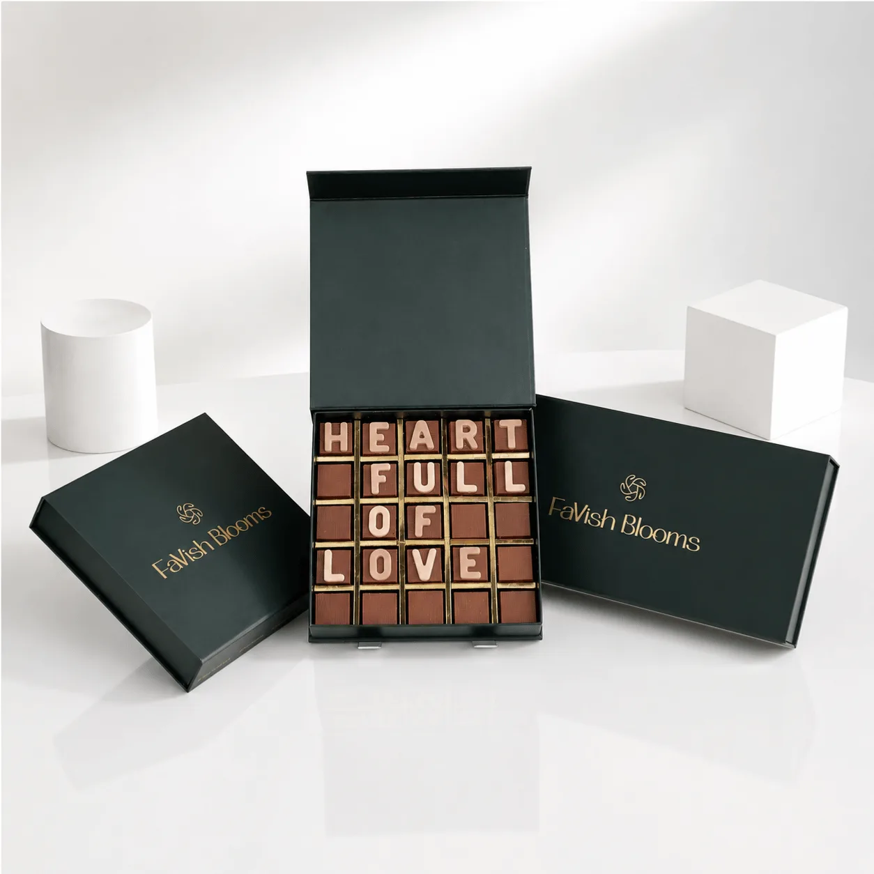 "Heart Full of Love" chocolate letter gift box by FaVish Blooms