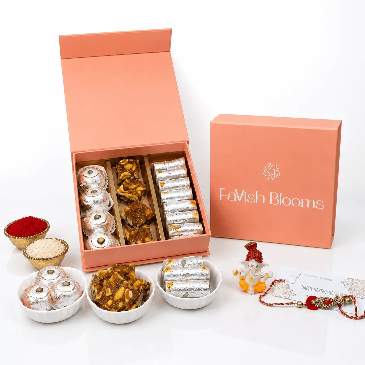 Rakhi Sweets Gift Box with Ganesha Idol and festive treats