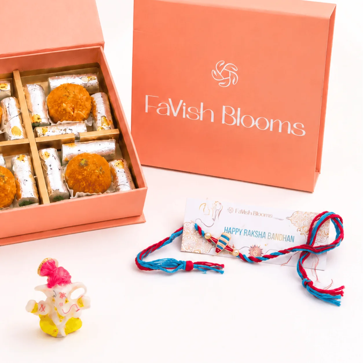 Kids Rakhi Sweets Gift Box with kaju sweets and colorful rakhi