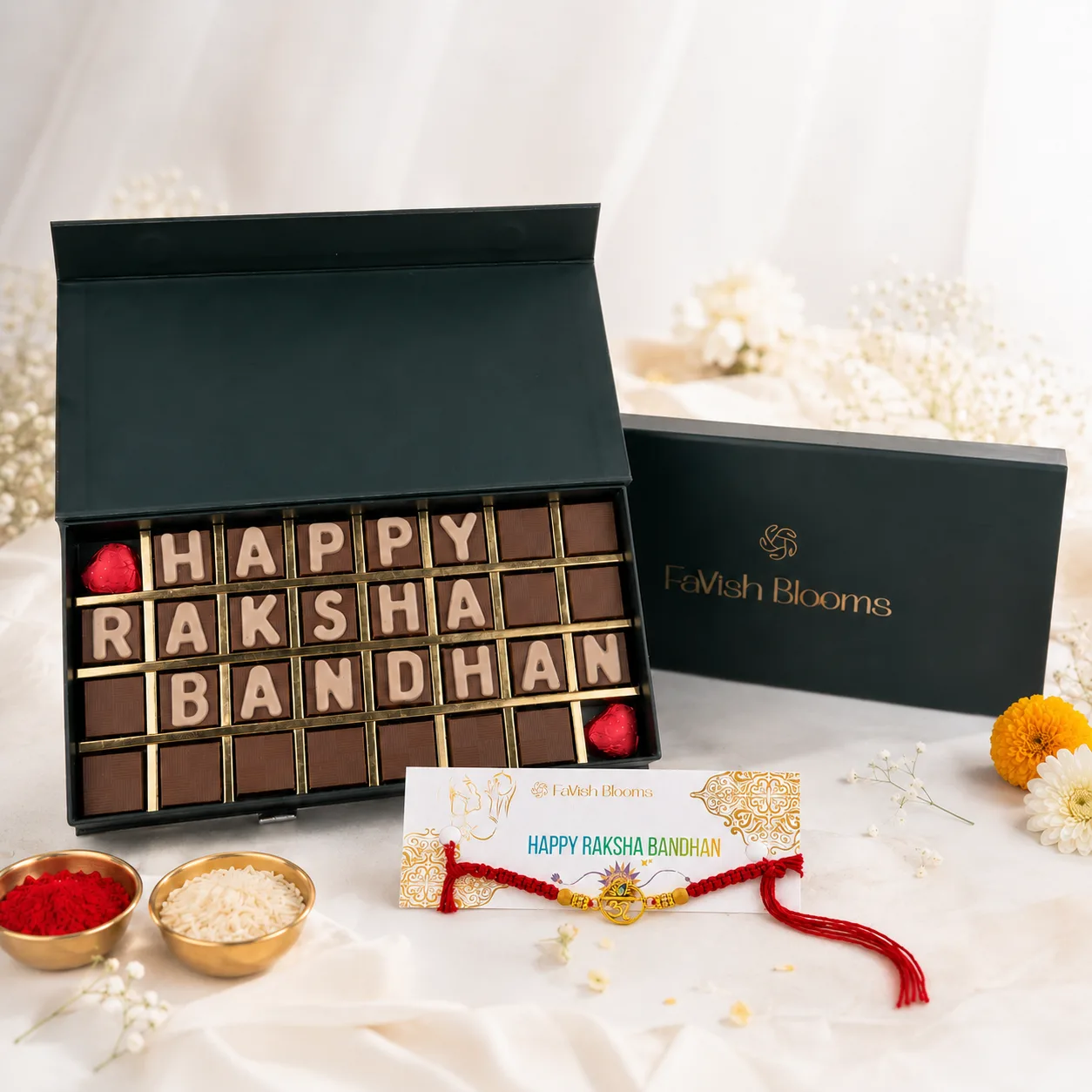 Premium Rakhi and chocolate gift combo for Raksha Bandhan celebrations