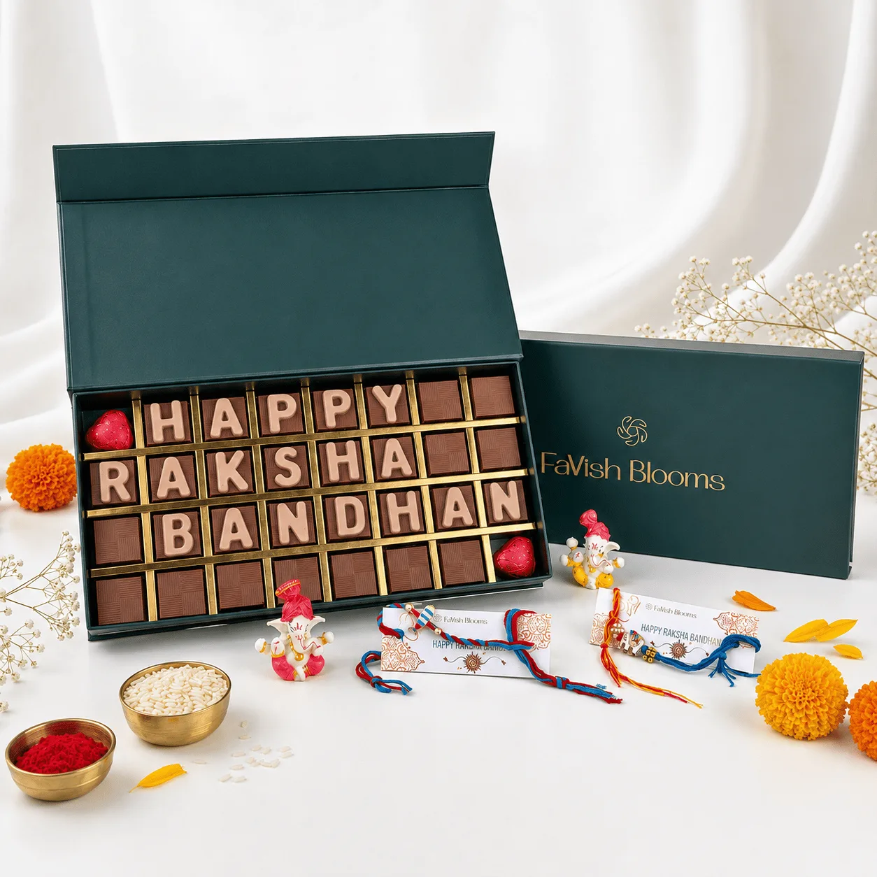 Kids Raksha Bandhan Chocolate Combo Gift with colorful Rakhi and premium chocolates