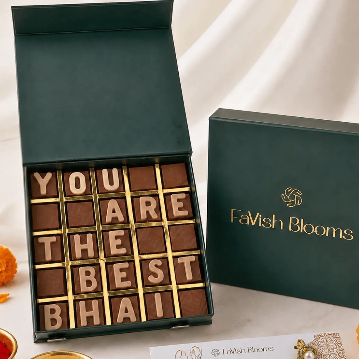 You Are The Best Bhai Chocolate Box with Om Rakhi – Premium Raksha Bandhan Gift by FaVish Blooms Dubai