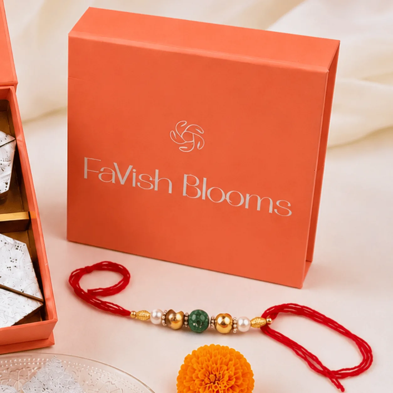Premium Rakhi Gift Box with Kaju Katli and Festive Essentials
