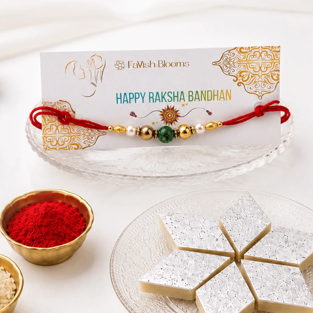 Festive Kaju Katli & Ganesha Rakhi Gift set with traditional essentials