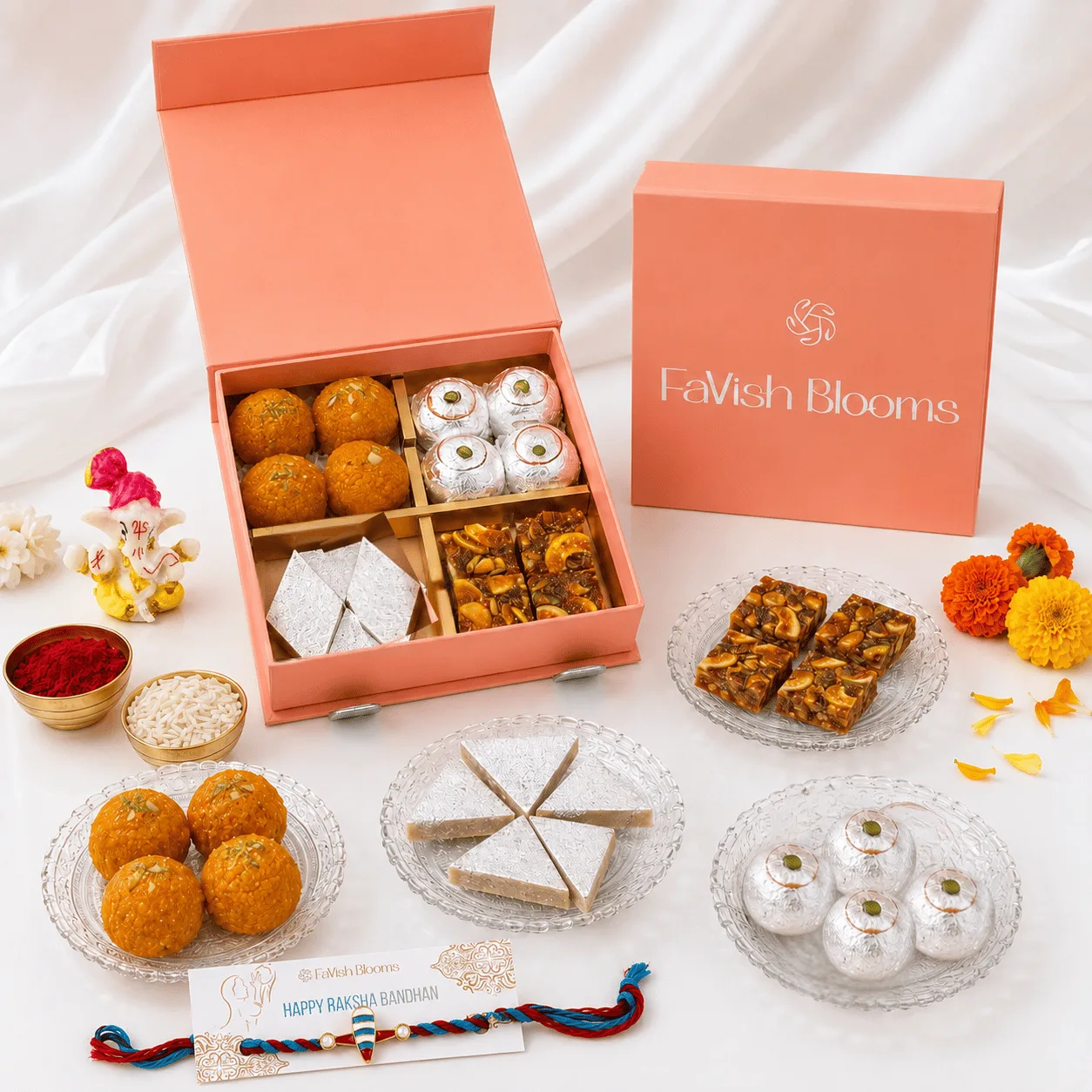Kids Rakhi Mithai Gift Box with Ganesha Idol and festive sweets