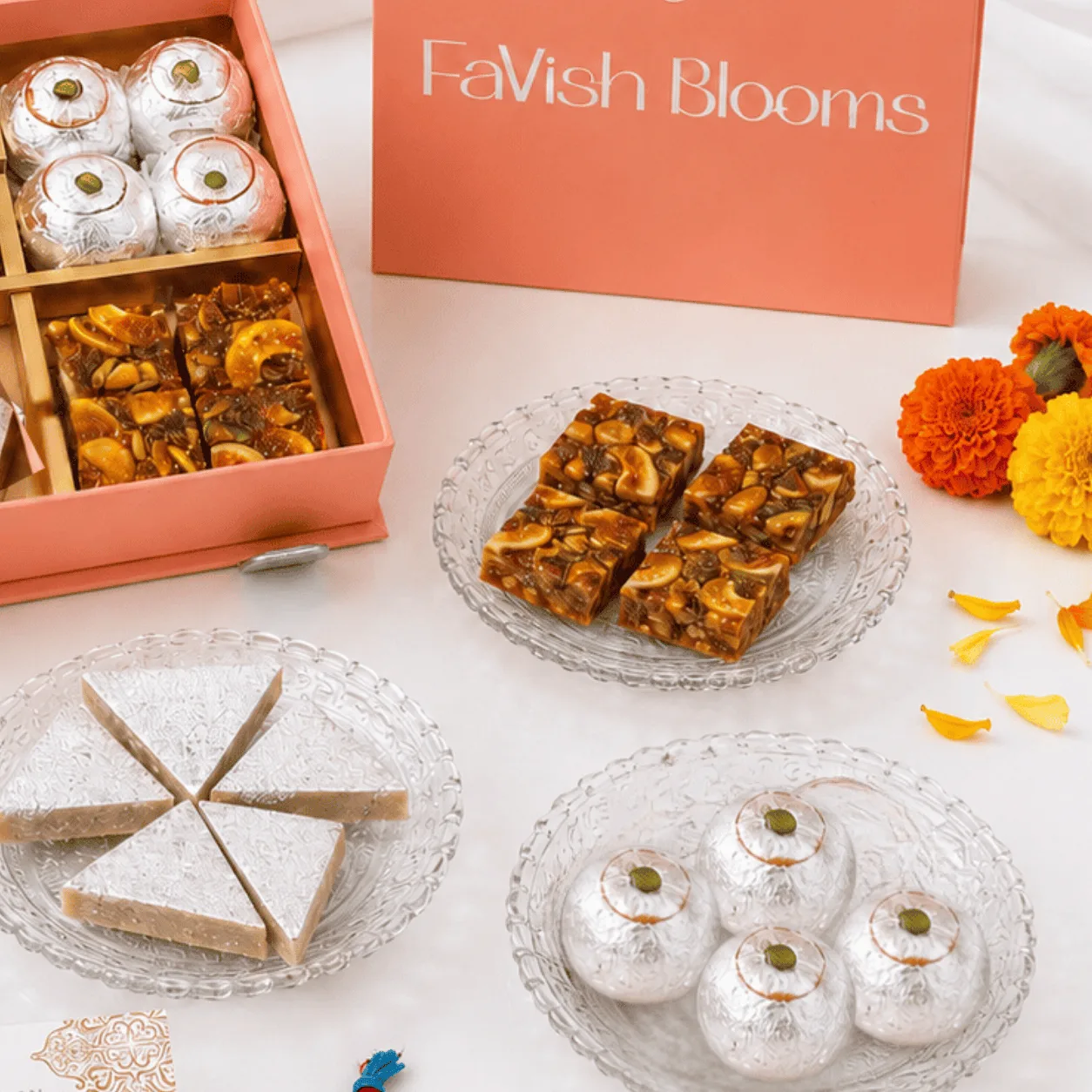 Kids Rakhi Mithai Gift Box with Ganesha Idol, roli and chawal