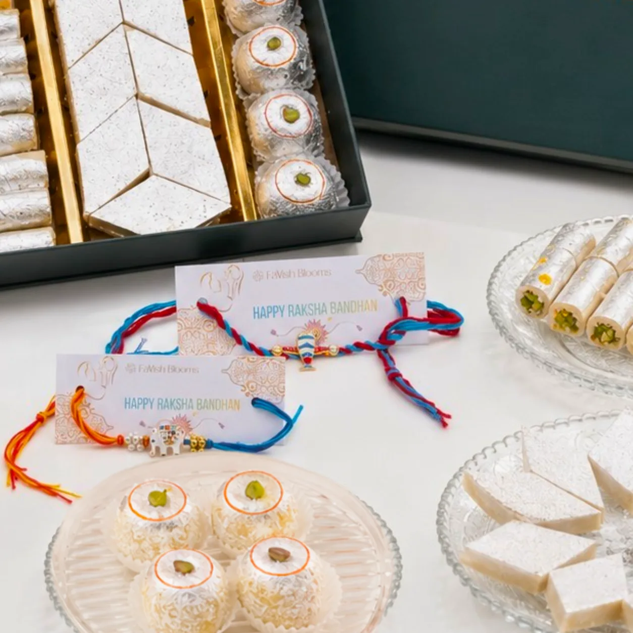 Premium Rakhi Sweets Box with Kids Rakhis for Raksha Bandhan