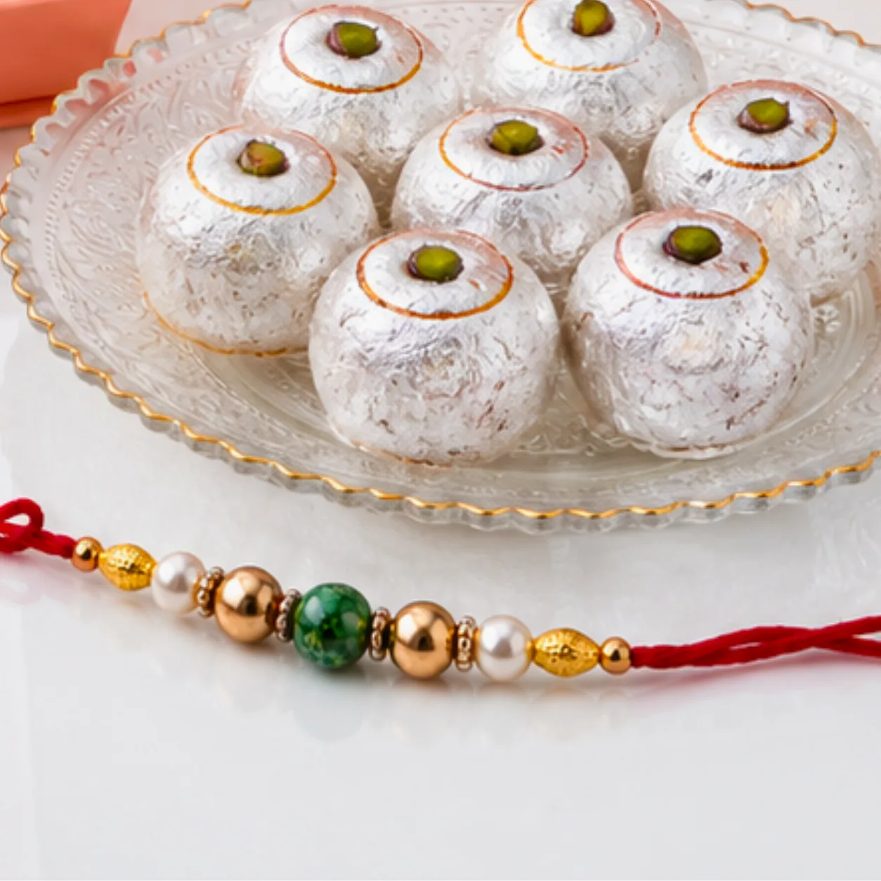 Luxury Rakhi Gift Box with Kaju Lemon Laddu for brother in Dubai