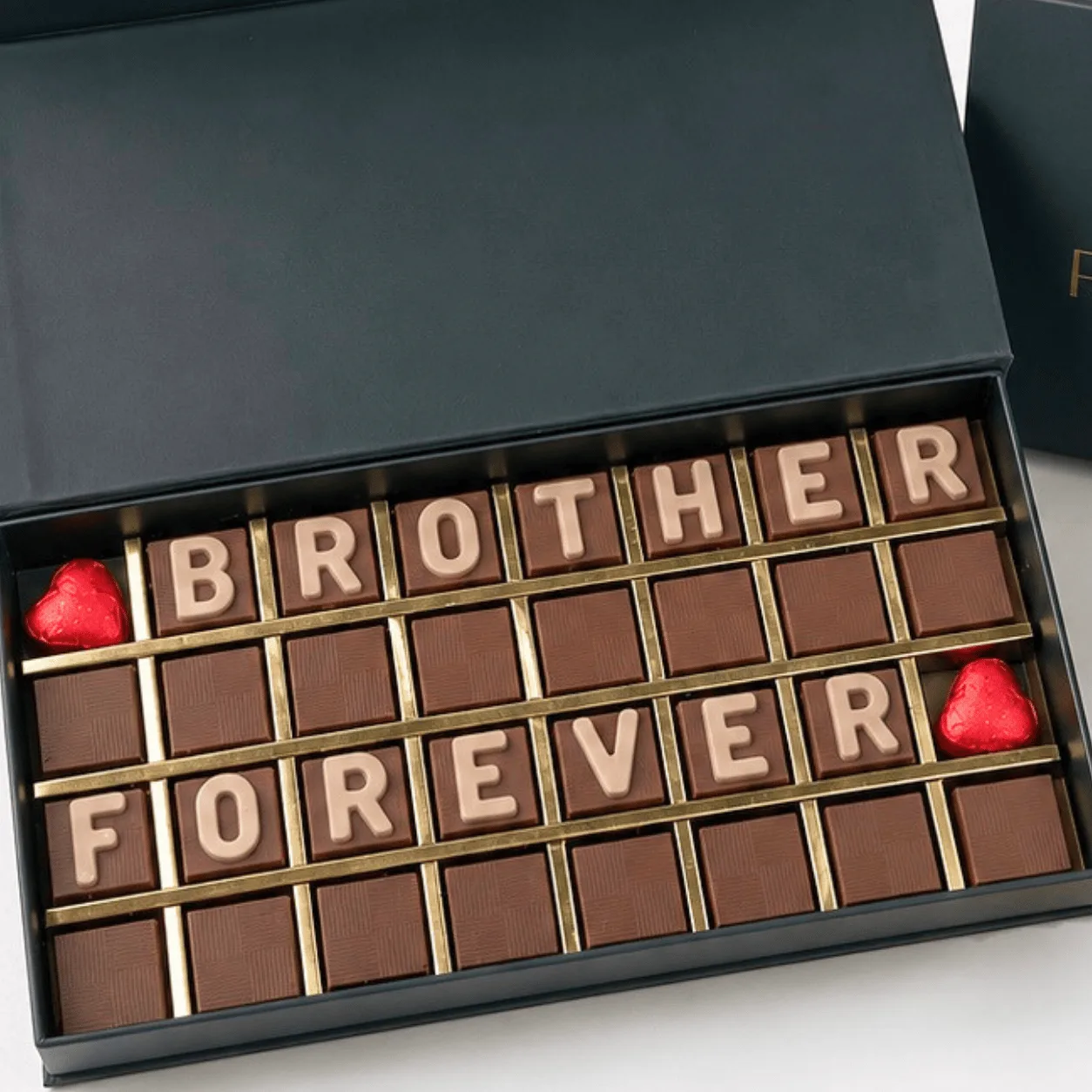 Luxury Forever Brother Chocolate Gift Box 32 Pcs featuring pistachio, Lotus, caramel, and wafer flavours.