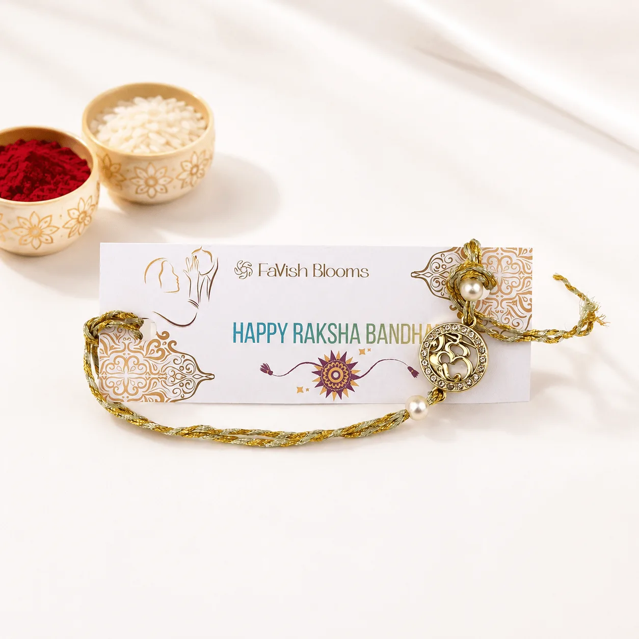 Festive Dry Fruits Hamper with 2 Rakhis by FaVish Blooms, beautifully packed with premium assorted dry fruits for Raksha Bandhan gifting in Dubai.