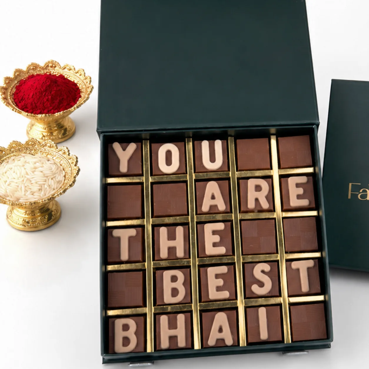 FaVish Blooms You Are The Best Bhai Chocolate Box with pistachio, Lotus, caramel and wafer chocolates