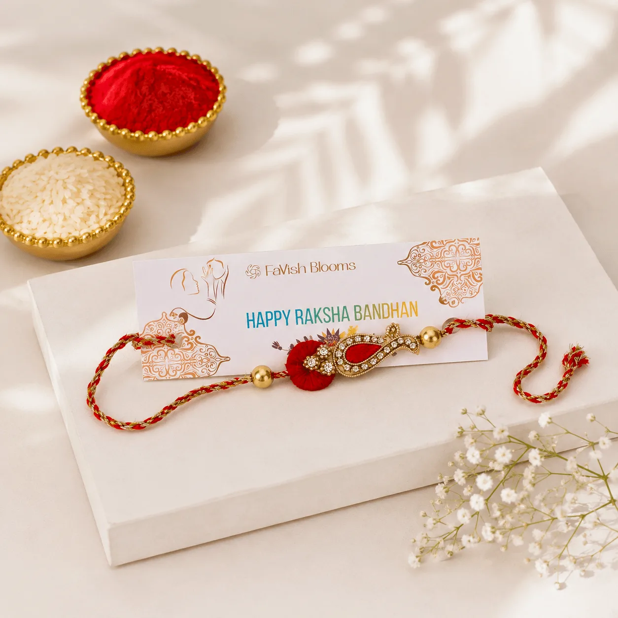 Paisley Design Rakhi with intricate detailing for Raksha Bandhan gifting