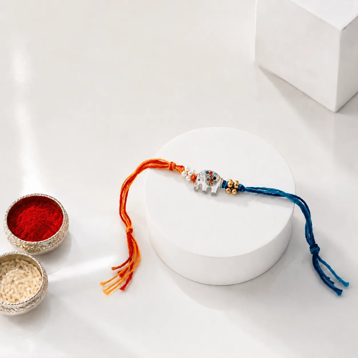 Elephant Design Rakhi with decorative beads for Raksha Bandhan